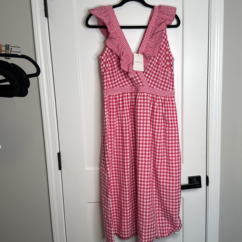 NWT Compañia Fantastica Gingham Midi‎ Dress - L - Picture 3 of 7